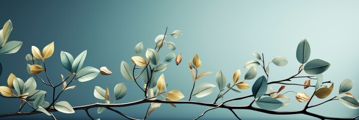 Seamless Realistic Leaves Branches Trendy Colors , Banner Image For Website, Background Pattern Seamless, Desktop Wallpaper