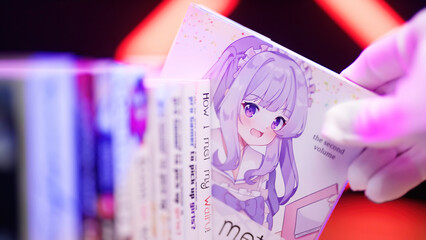 Hand pick Japanese manga comic with cute anime maid girl cove