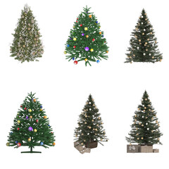 Christmas tree with decorations, isolate on a transparent background, 3D illustration, cg render