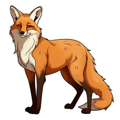 Obraz premium Fox cartoon natural colors, black outline, comic drawing