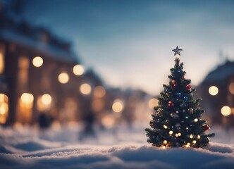 christmas tree in the snow quiet