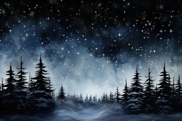 Fototapeta na wymiar Starry Winter Nights: Long-exposure shots of the night sky in winter, highlighting stars, constellations, and the Milky Way. - Generative AI