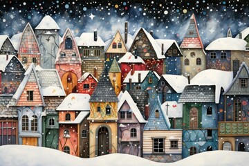 Fototapeta na wymiar Snowy Roofs: Capture the charm of houses and buildings with snow-covered rooftops. - Generative AI