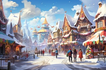 Winter Carnivals: Vibrant and lively scenes at winter festivals, complete with colorful costumes and activities. - Generative AI