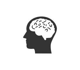 Brain, human head icon. Vector illustration.