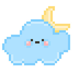 The Partly cloudy night weather icon in pixel art