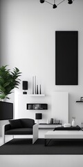 Minimalist modern living room interior background 05, Modern home mockup, Generative AI, Generative, AI