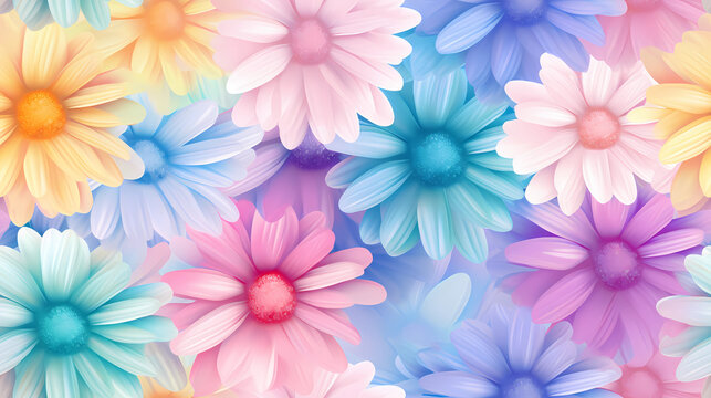 Whimsical Daisies in a Rainbow Gradient