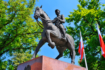Jozef Pilsudski's monument in Gorzow Wielkopolski, city in Lubusz Voivodeship, Poland. - obrazy, fototapety, plakaty