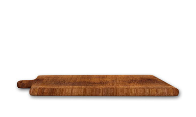 old wooden cutting board top view on alpha background 3d render concept object
