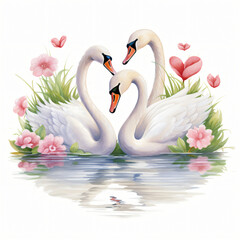 Serene Swans Clipart isolated on white background