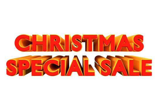 3d text christmas sale red 3d render on alpha background