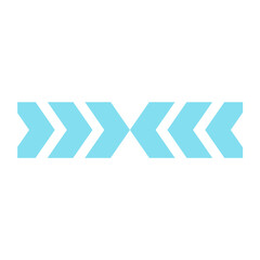 blue square banner with arrow