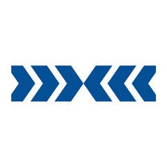 blue square banner with arrow