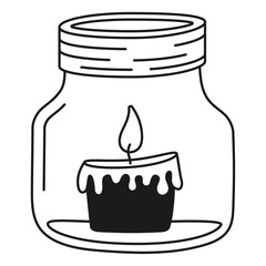 Illustration of a candle in a jar, hand drawn