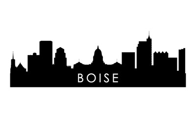 Boise skyline silhouette. Black Boise city design isolated on white background.