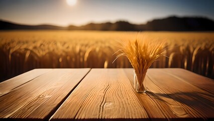 Wooden blank board on the background of a field
