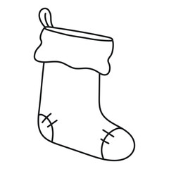 Illustration of a hand drawn Christmas stocking