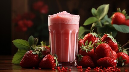 strawberry smoothie with strawberry