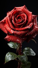 red rose with water drops