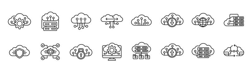 16 Set cloud computing icons. set of cloud computing icons.