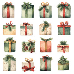 set of christmas gift boxes vectors