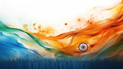 Indian Republic Day in watercolor illustration design background. - obrazy, fototapety, plakaty