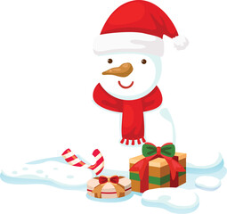 Illustration cute snowman character vector