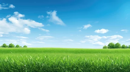 Fotobehang spring garden grass lush countryside illustration field summer, meadow scene, landscape lawn spring garden grass lush countryside © vectorwin