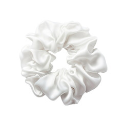 Obraz premium Beautiful white silk scrunchie isolated on transparent background