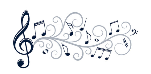The symbol of stylized musical notes with pattern.
 - obrazy, fototapety, plakaty