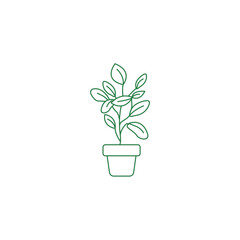 plant icon with a green outline technology