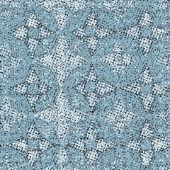 Trendy Ethnic tribal Kilim motifs textile texture seamless pattern in patchwork style. Embroidered print for carpet, rug, scarf cloth wallpaper floor covering wrapping paper tile design illustration.