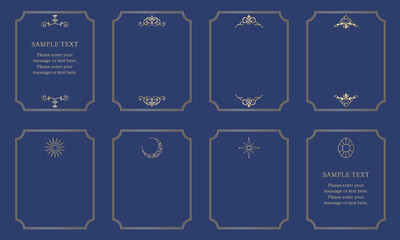 豪華なフレームと飾り枠のデザインセット 月　星　太陽　宝石