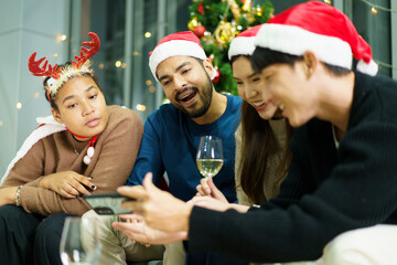 People celebrating Christmas festival together.