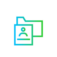 File check project development icon with blue and green gradient outline style. document, file, business, report, paper, form, office. Vector Illustration