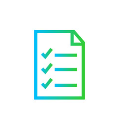 Report project development icon with blue and green gradient outline style. report, business, finance, financial, analysis, chart, concept. Vector Illustration