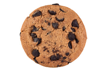 Cookies with chocolate drops isolated on a transparent background.