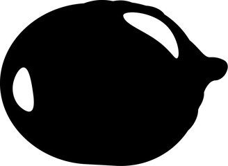 Silhouette of whole lemon, element of Thanksgiving day festive table decoration. Lemon fruit contour holiday symbol. Simple black shape vector icon isolated on white background