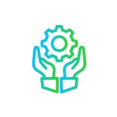 Development project development icon with blue and green gradient outline style. development, technology, computer, digital, software, business, developer. Vector Illustration