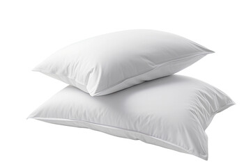 Bed and pillow hotel isolated on white background