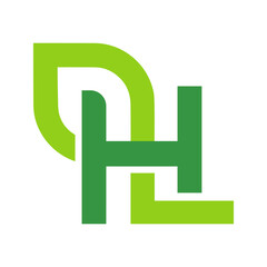 LH letter eco logo with leaf or HL modern logo, icon, letter, initials, and monogram logo design.