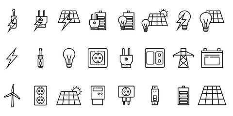 Collection of electricity, electrical tools, vector icon templates editable and resizable EPS 1
