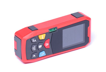 Modern laser distance measurer on a white background