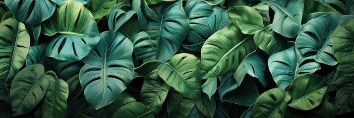 Tropical Floral Leaves Seamless Pattern Green , Banner Image For Website, Background Pattern Seamless, Desktop Wallpaper