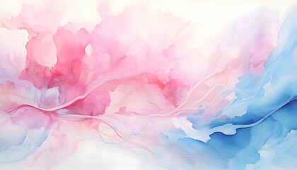 Abstract pink and blue watercolor background with smoke. Creative pastel  background. 