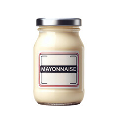 Jar of mayonnaise isolated on white transparent background, PNG