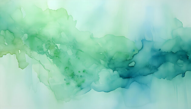 Abstract green watercolor background with smoke. Creative pastel green background. 