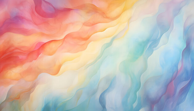 Fototapeta Abstract rainbow colored watercolor background with smoke. Creative pastel  background. 