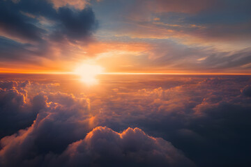blue sky with clouds from above 